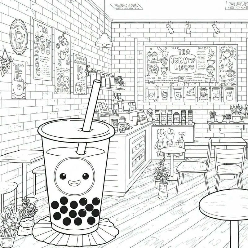 Dễ dàng tải và in hình tô màu trà sữa rõ nét