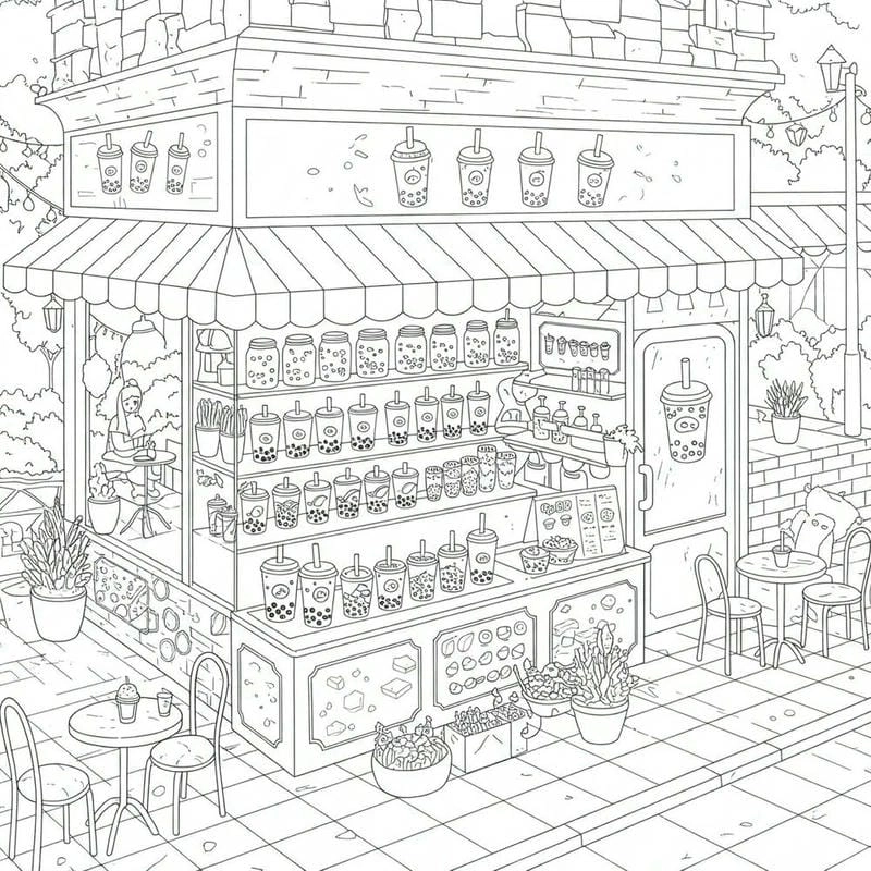 Bé yêu thích ngay tranh tô màu hình trà sữa