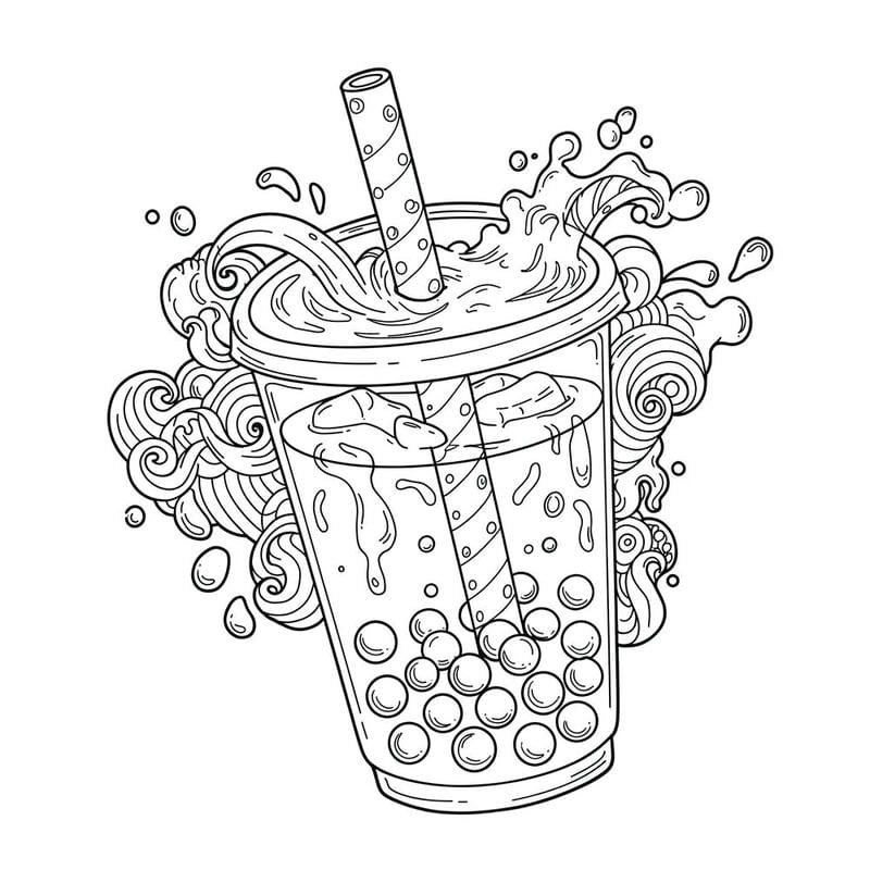 Tạo hình xinh cùng tranh tô màu trà sữa trân châu cute