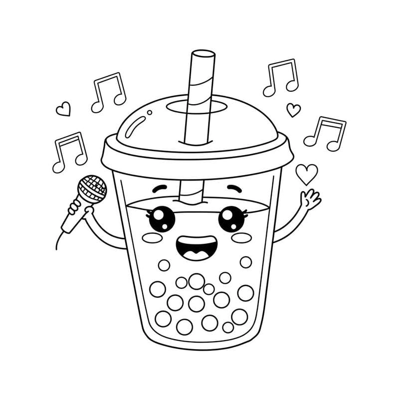 Khám phá tranh tô màu trà sữa trân châu cute siêu dễ thương