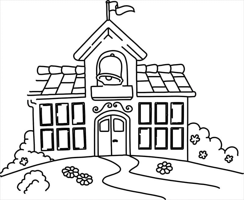 Tập tô dễ dàng qua hình ảnh tô màu trường tiểu học