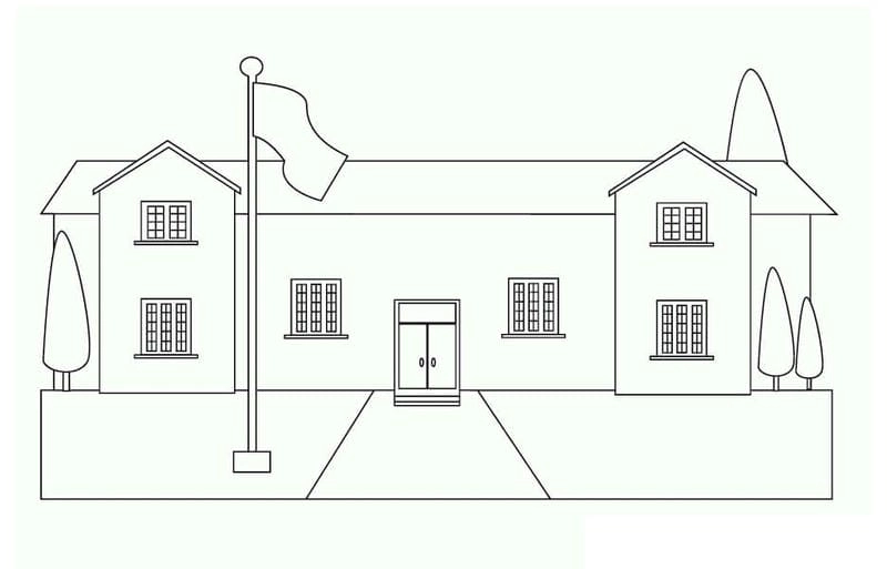 Bé vui học với tranh tô màu về trường học