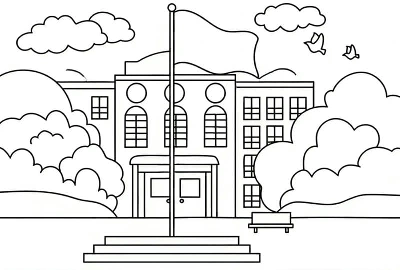 Cùng bé tô vẽ với tranh tô màu cho bé chủ đề trường mầm non