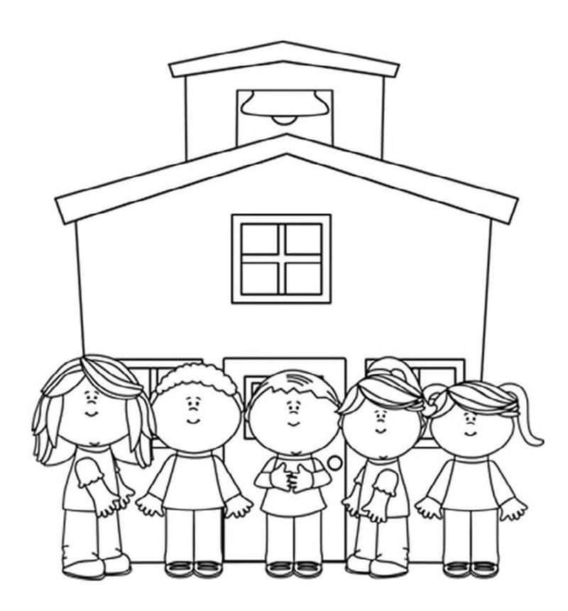 Thế giới tuổi thơ trong tranh tô màu ngôi trường mầm non của bé