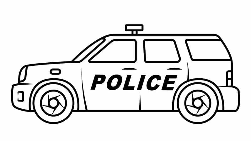 Bé sáng tạo cùng tranh to màu ô tô cảnh sát dễ thương