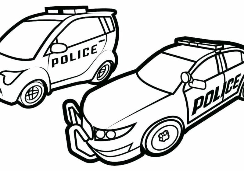 Rèn kỹ năng tay cùng tô màu xe ô tô cảnh sát dễ thương