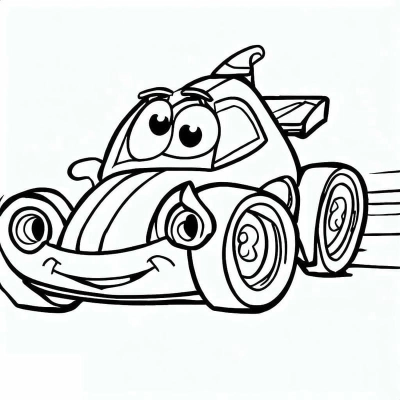 Tổng hợp tranh tô màu xe đua cho bé dễ thương