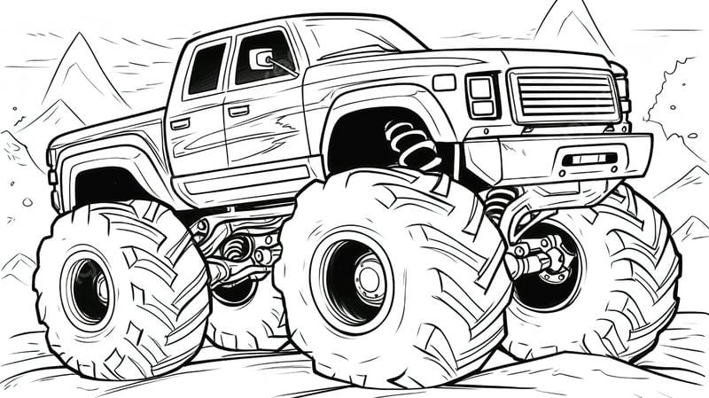 Cho bé tập tô với tranh tô màu xe ô tô tải