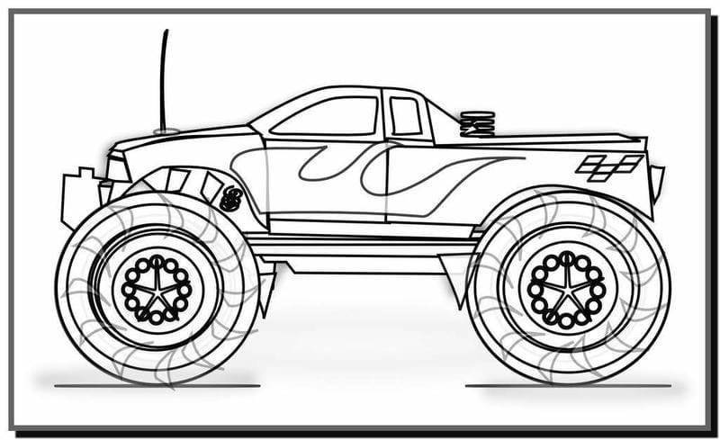 Tô màu siêu ngầu với monster truck tranh tô màu xe tải quái vật