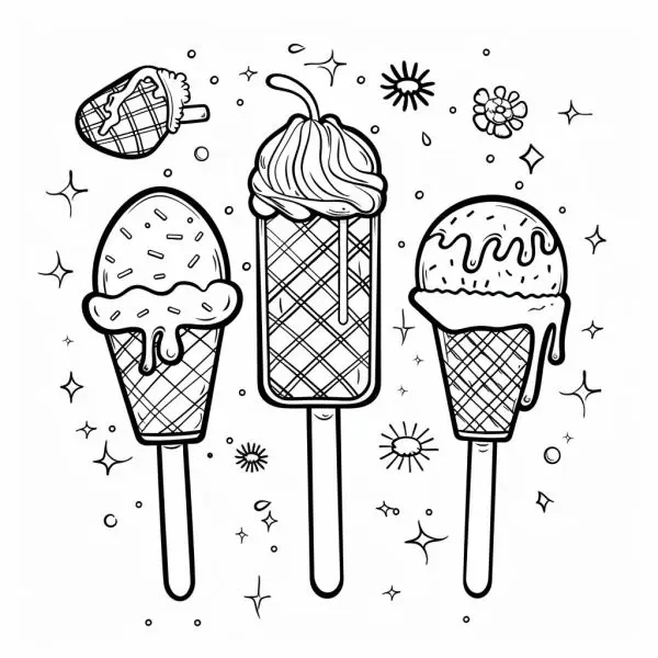 Vui học tô với tranh tô màu cây kem đơn giản