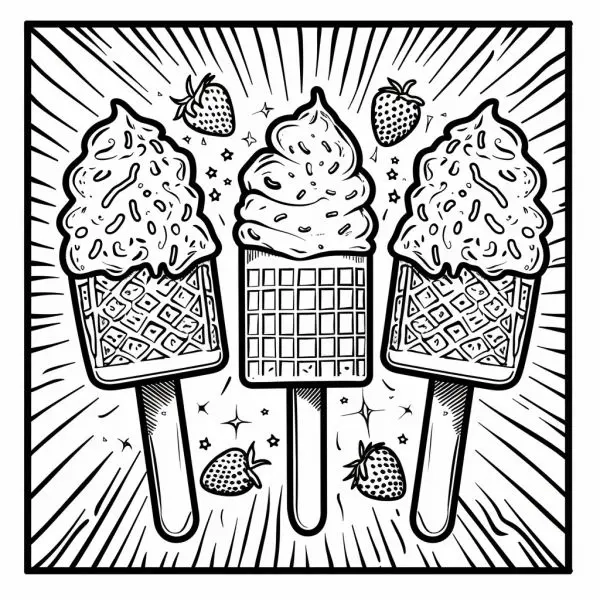 Tô sắc đẹp mắt với tranh tô màu kem ốc quế ngộ nghĩnh