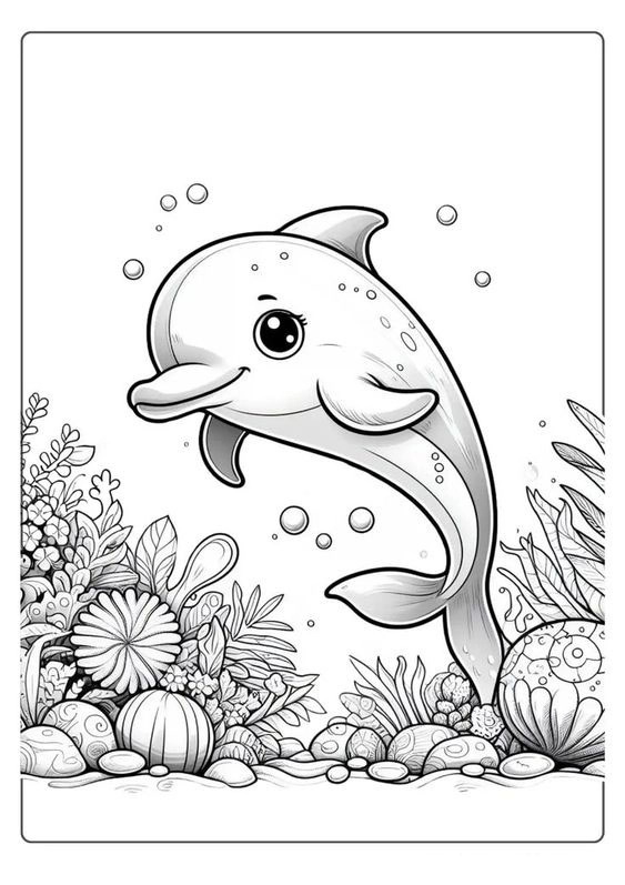 Tận hưởng niềm vui với tranh tô màu con cá heo