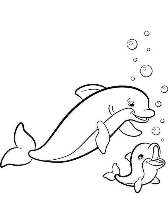 Vẽ dễ thương với tranh tô màu con cá heo đáng yêu