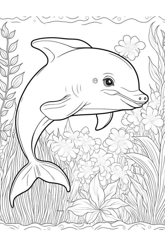 Tải ngay tranh tô màu con cá heo cho bé