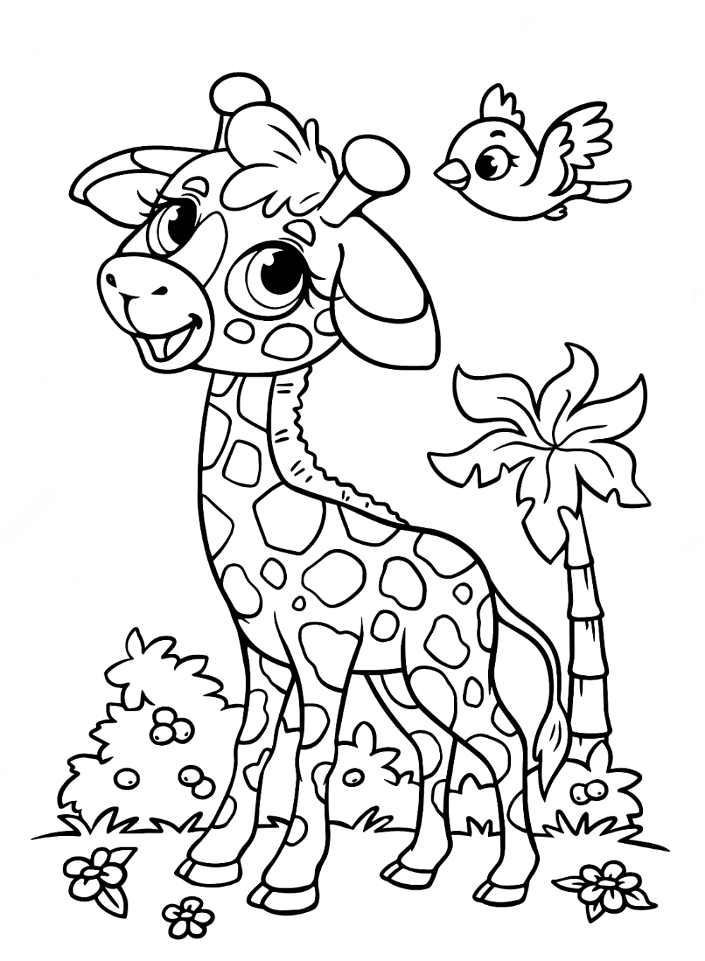 Tô ngay tranh tô màu con hươu cao cổ đáng yêu