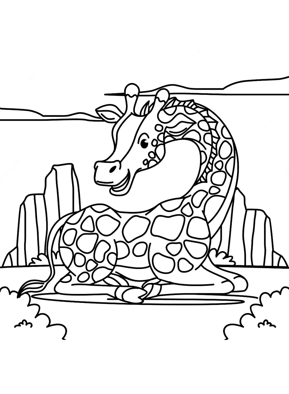 Bé thỏa thích tranh tô màu hươu cao cổ cho bé