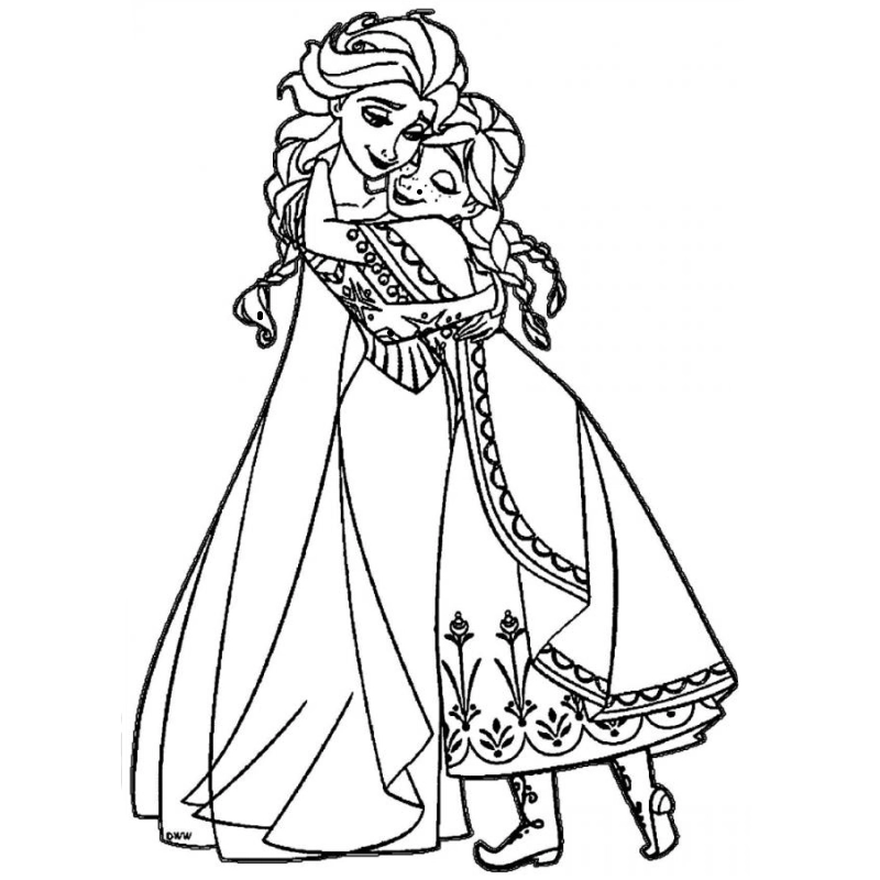 Bé thích thú với tranh tô màu công chúa Anna dễ thương đáng yêu