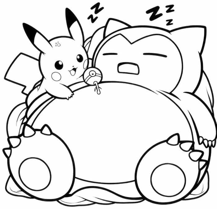 Thư giãn cùng bộ tranh tô màu Snorlax siêu dễ thương