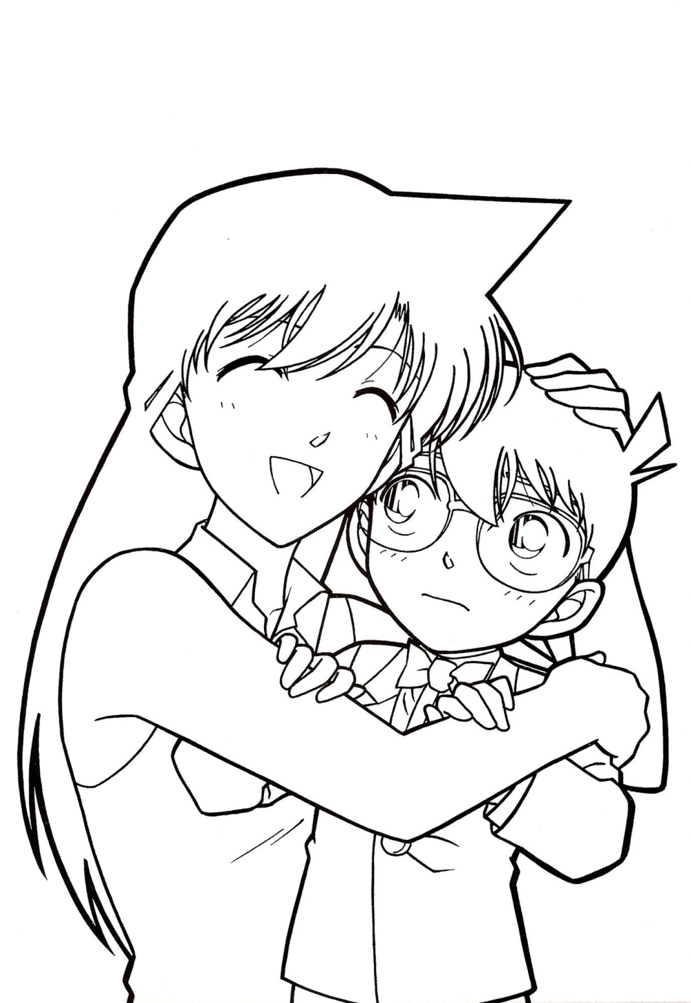 Tranh tô màu conan và ran lãng mạn ngọt ngào