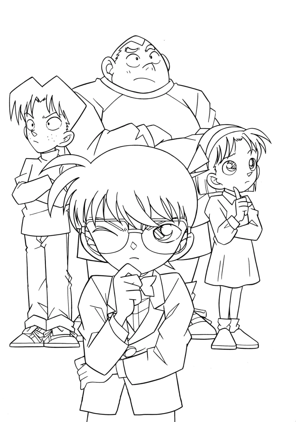 Kudo shinichi tranh tô màu conan ngầu dễ thương