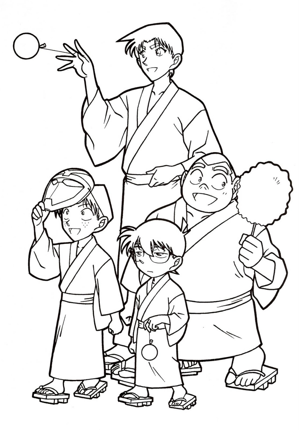 Tranh conan tô màu dễ thương phá án thú vị