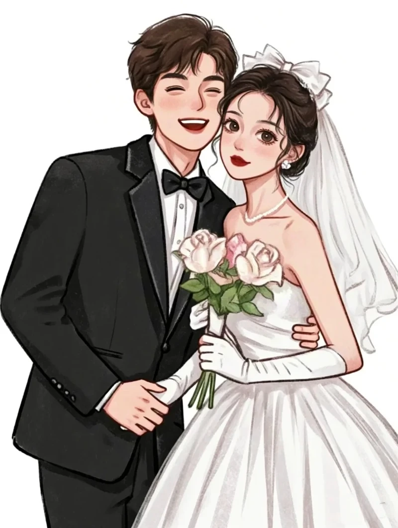 Ngắm ngay chibi dâu rể ngày cưới ngọt ngào đầy hạnh phúc