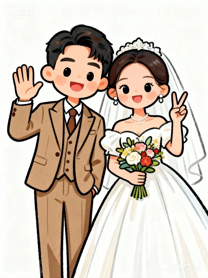 Ngắm ngay ảnh dâu rể chibi cute siêu ngọt ngào cho ngày cưới