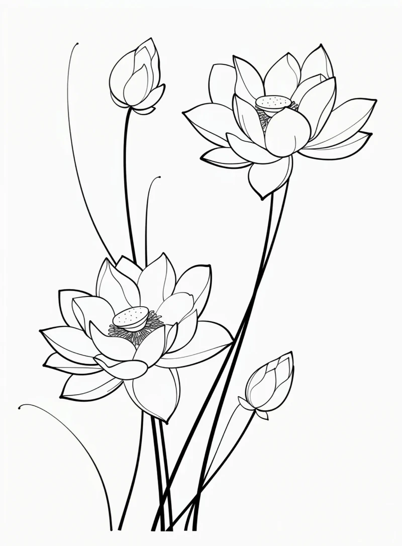 Loạt tranh tô màu hoa sen Việt Nam dành cho thiếu nhi