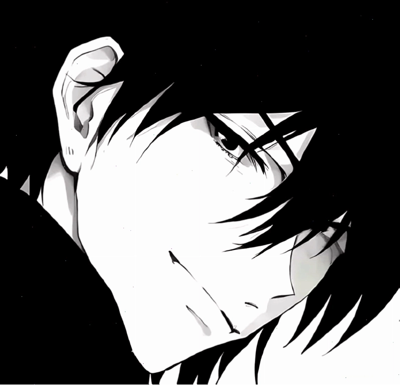 Ảnh anime nam đen trắng thể hiện sự cô đơn và nội tâm phức tạp