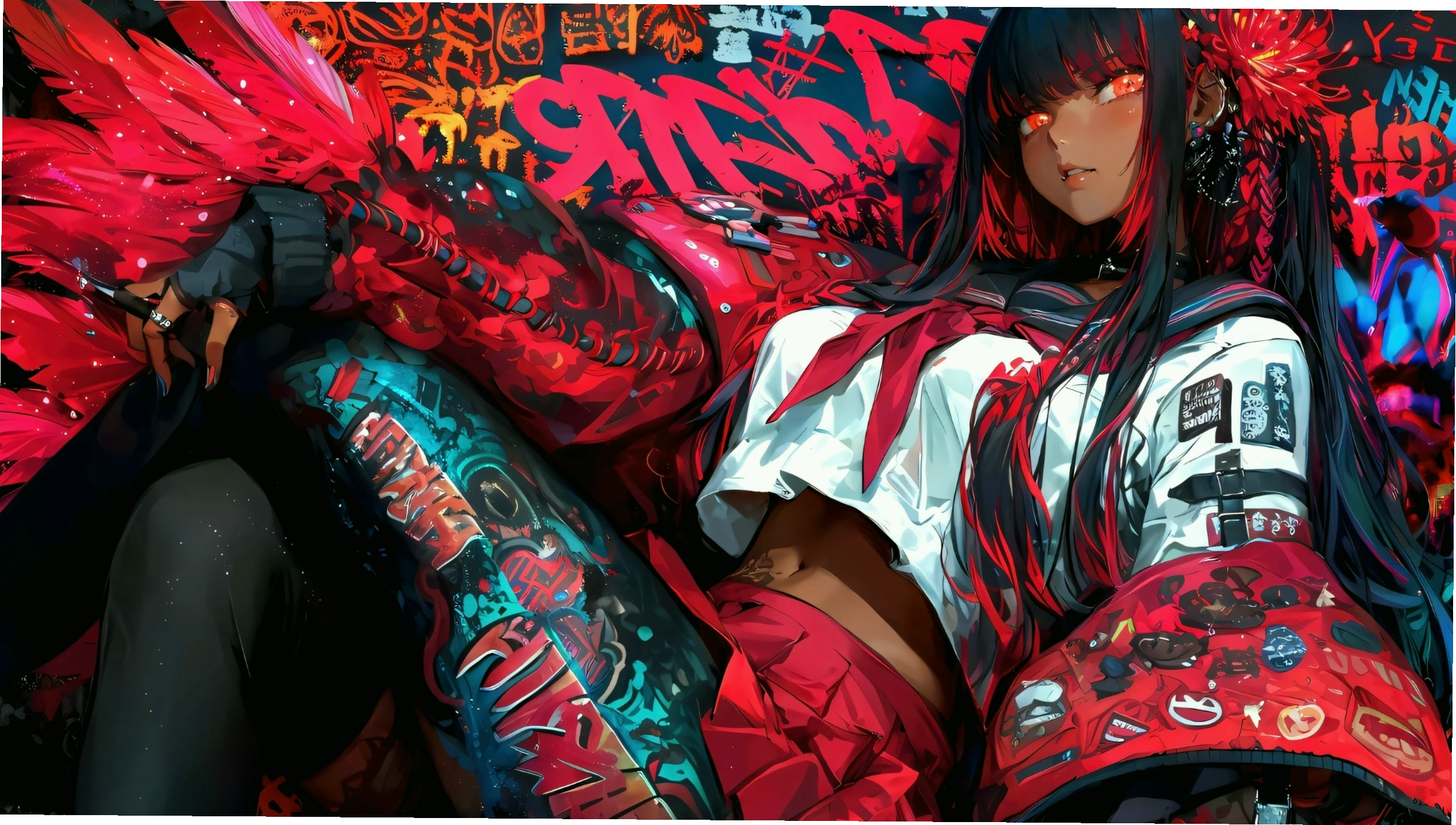 Ảnh anime nam ngầu với ánh mắt sắc lạnh và trang phục ấn tượng