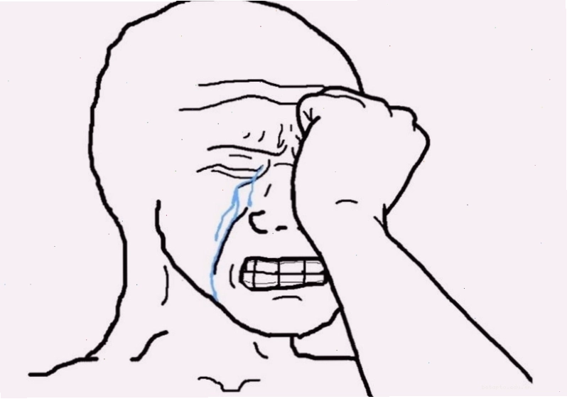 Ảnh meme khóc với khuôn mặt biểu cảm và dòng chữ hài hước