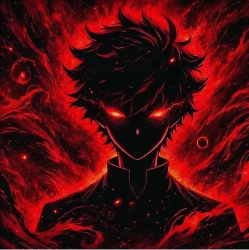Ảnh profile anime nam ác quỷ sắc lạnh với mái tóc trắng và đôi mắt đỏ