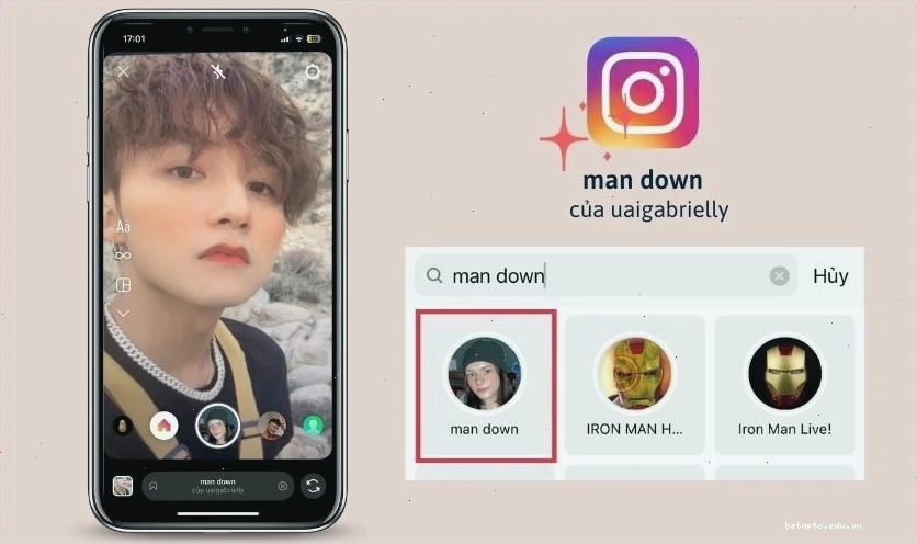 Ảnh trai đẹp với filter Instagram, che mặt bằng tóc