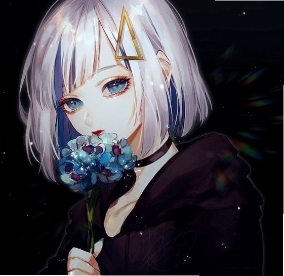 Avatar anime nữ ngầu với mái tóc dài và biểu cảm trầm tư