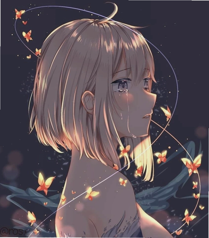 Avatar anime nữ phát sáng với đôi mắt long lanh và hiệu ứng neon