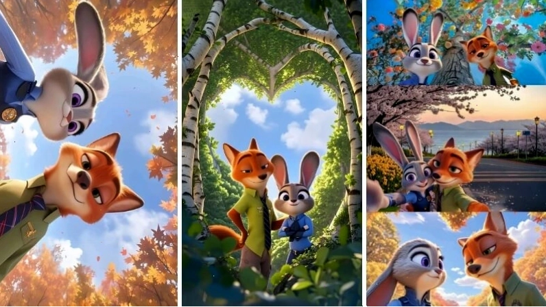 Avatar cặp đôi Judy và Nick trong khung cảnh lãng mạn