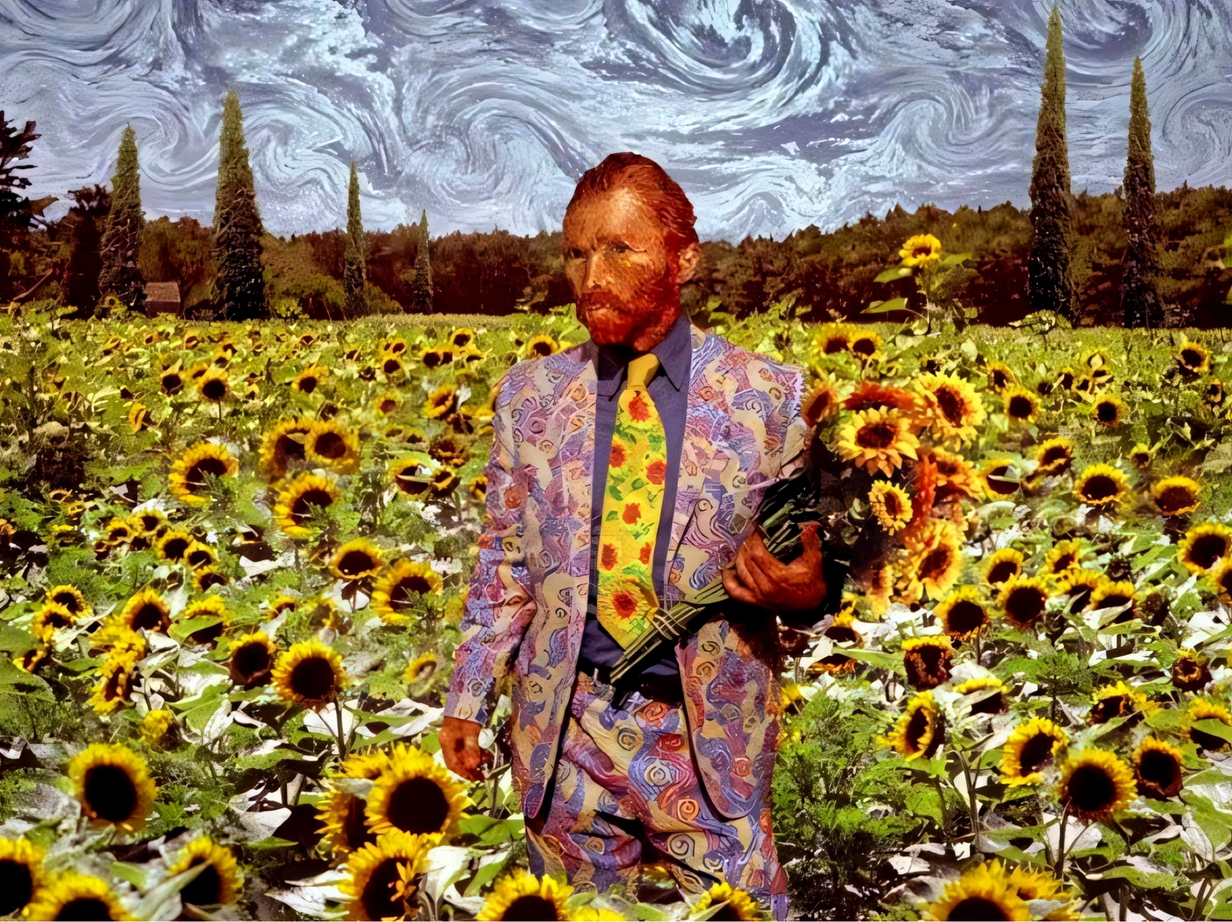 Avatar hoa hướng dương theo phong cách tranh Van Gogh