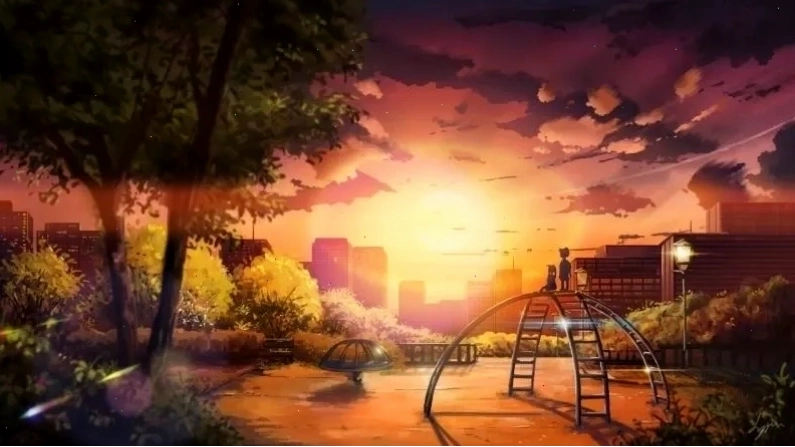 Avatar phong cảnh anime tươi sáng, nghệ thuật tối giản