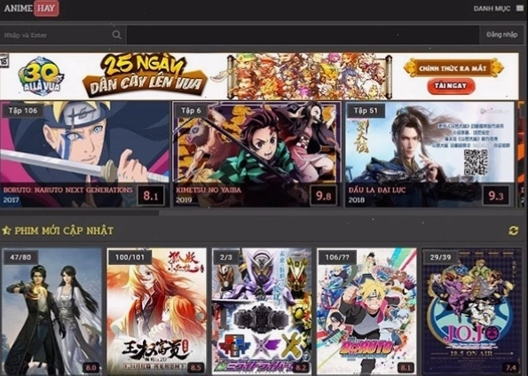 Banner quảng cáo anime trên Animehay.tv