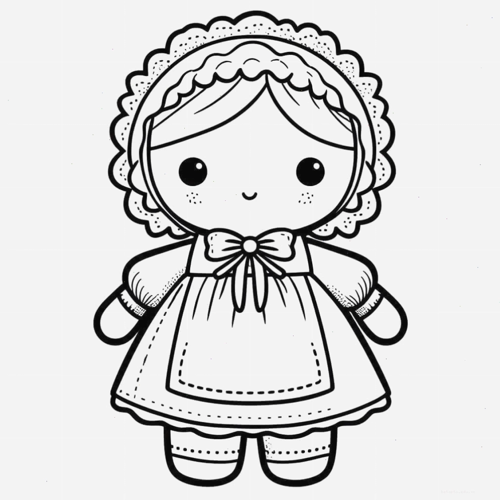 Búp bê cười tươi trong tranh tô màu