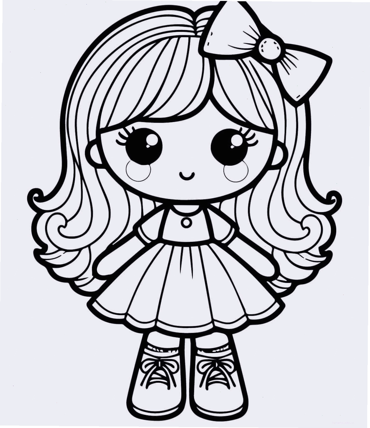 Búp bê đáng yêu cute trong tranh tô màu