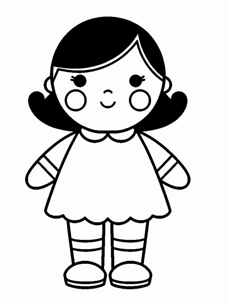 Búp bê nhỏ xinh xắn trong tranh tô màu