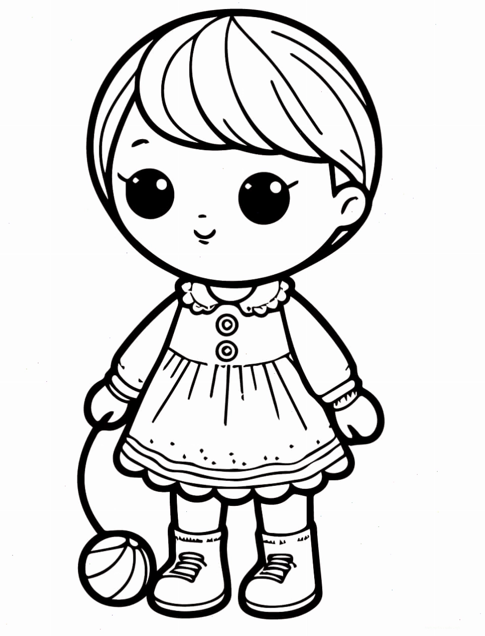 Búp bê rất cute trong tranh tô màu