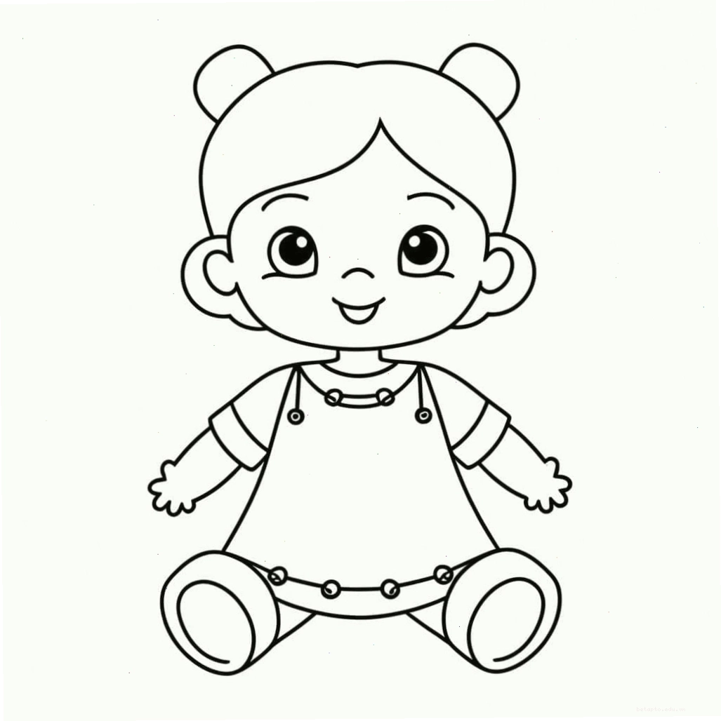 Búp bê vui tươi trong tranh tô màu