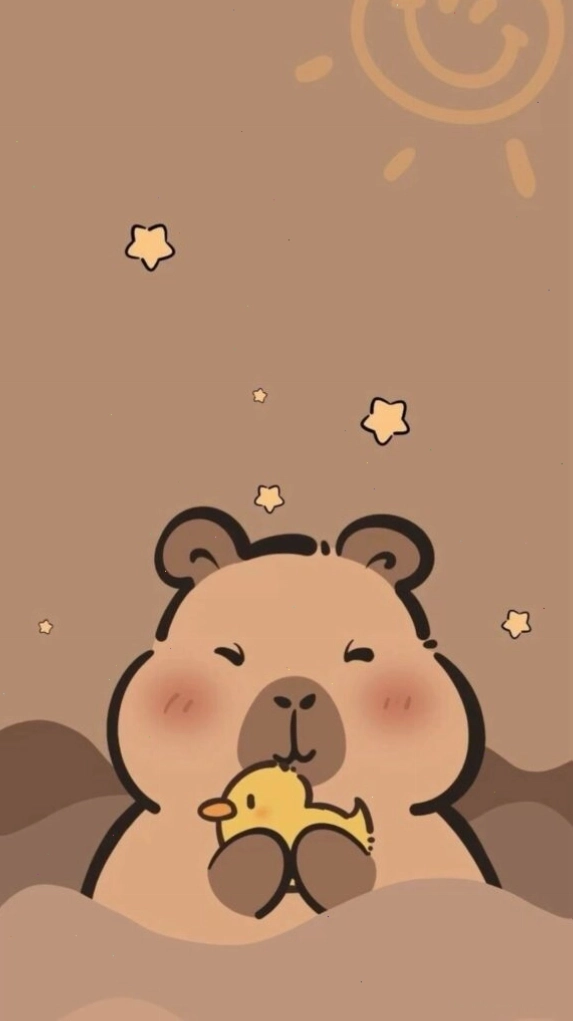 Capybara ôm chú vịt vàng, vẻ mặt vẫn đơ, avatar vô tri