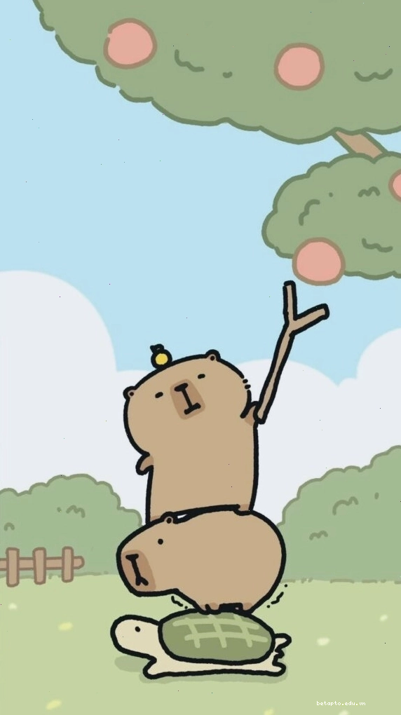 Capybara xếp chồng lên rùa hái quả, ảnh avatar vô tri hài hước