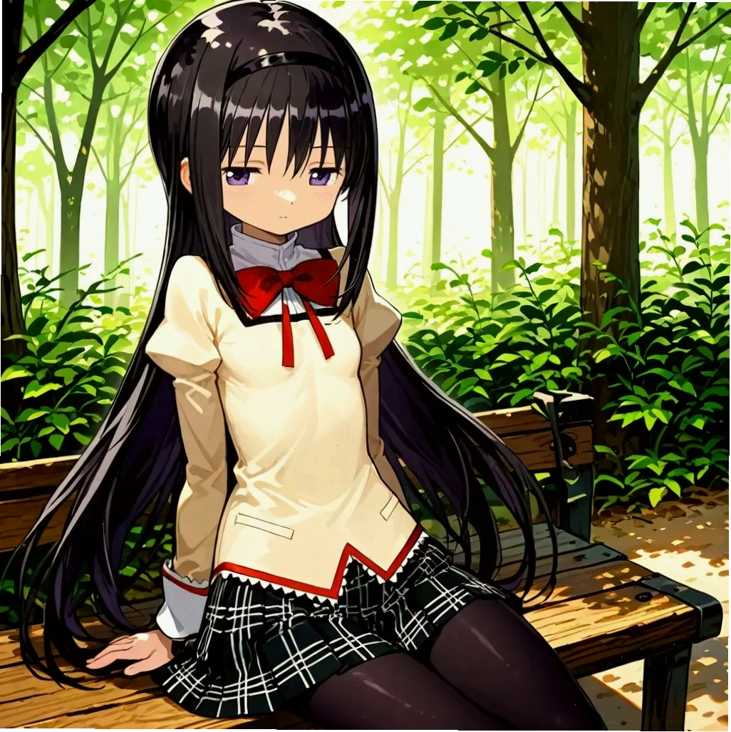 Cô gái anime với trang phục hiện đại và mái tóc bồng bềnh