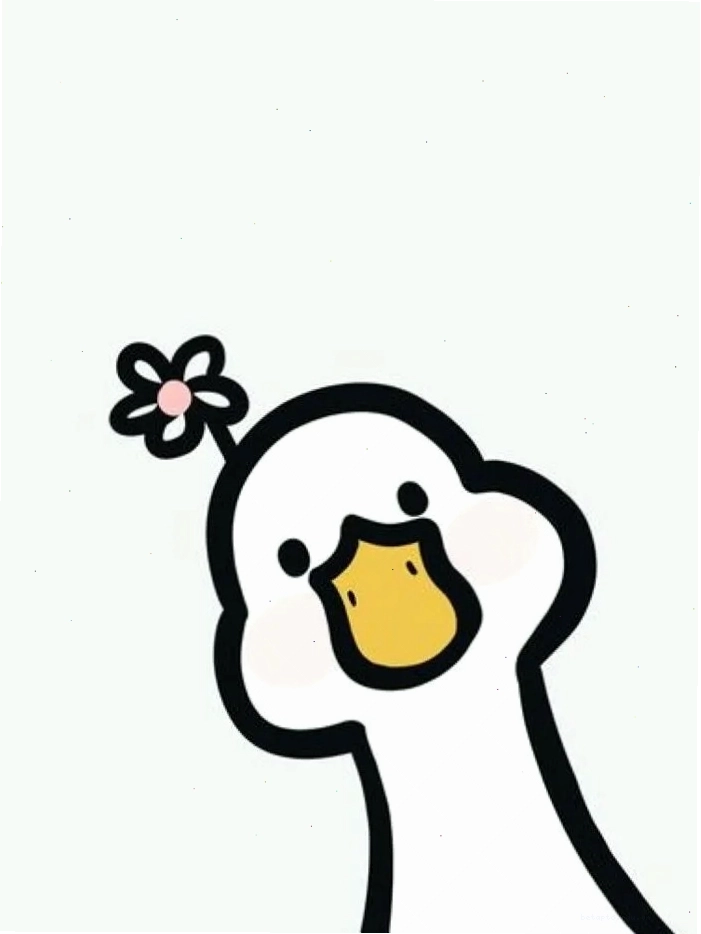 Con vịt cute cầm một bông hoa nhỏ