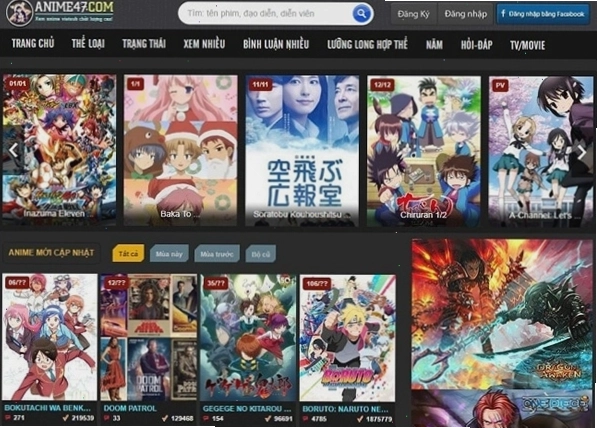 Giao diện trang web Anime 47