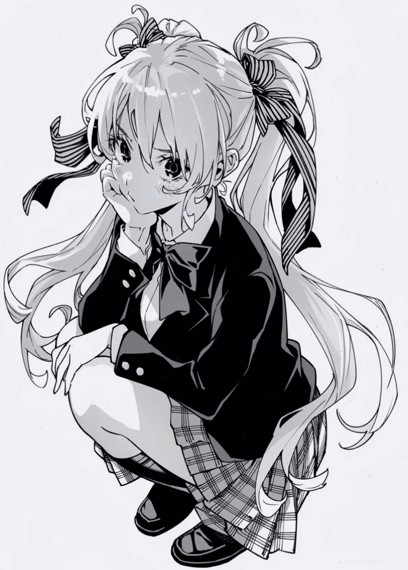 Hình ảnh anime trắng đen thể hiện tâm trạng buồn